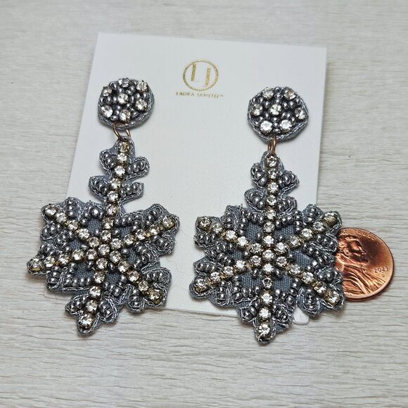 Rhinestone Snowflake Earrings Laura Janelle NWT - Picture 2 of 5